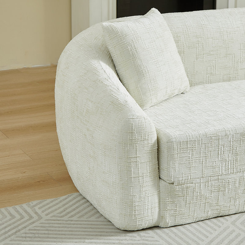 Canapé-lit convertible, canapé inclinable incurvé pliable 2 en 1, assise en chenille à deux places avec base coulissante et siège profond, comprend deux coussins, aucun assemblage requis