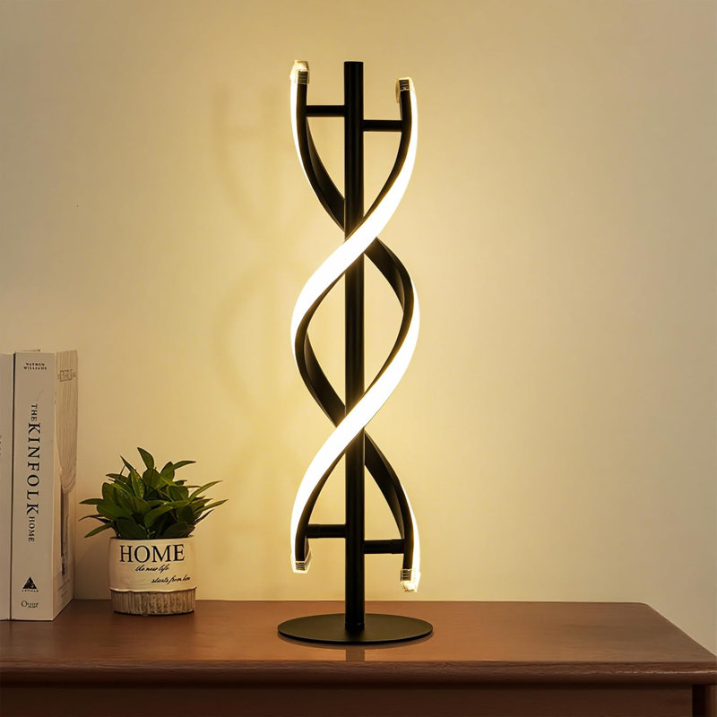 Modern Spiral Table Lamps For Living Room, Dimmable  Beside Lamps With Button Switch, 3 Color Temperatures Usb Charging Led Desk Lamp, Nightstand Table Lamps For Bedroom, Living Room, Office