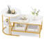 Ensemble de 2 tables basses et d'appoint avec rangement à 2 niveaux, blanc et or