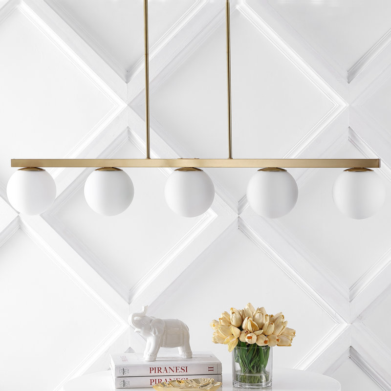 5 - Light Cluster Pendant, White, Brass Gold