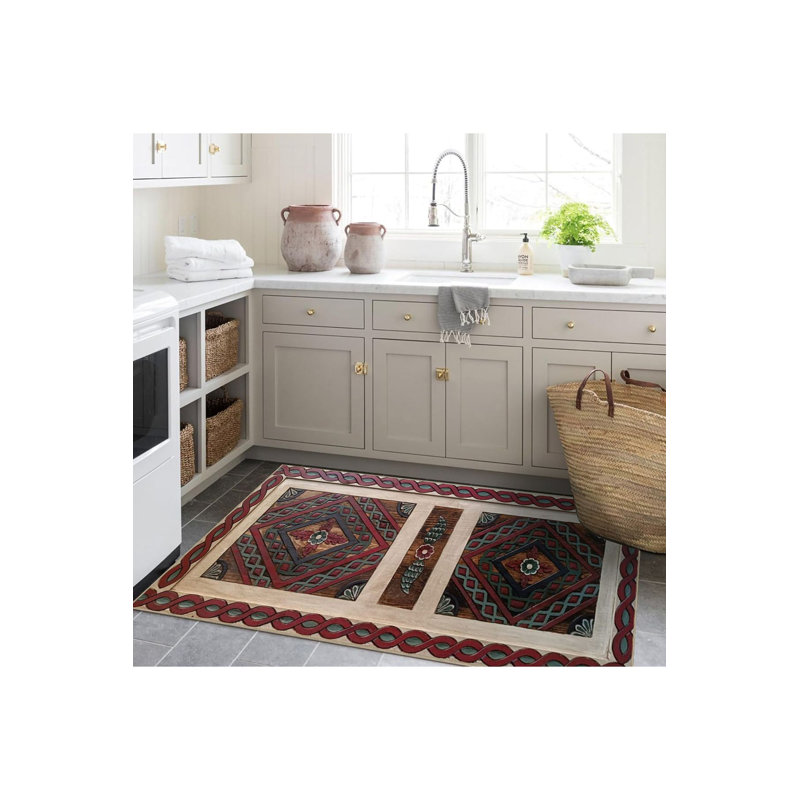 Tapis beige lavable bourgogne, Sous-tapis rectangulaire 2 pi 4 po x 3 pi 11 po