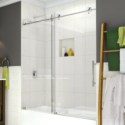 Coraline 60" x 60" Single Sliding Frameless Tub Door