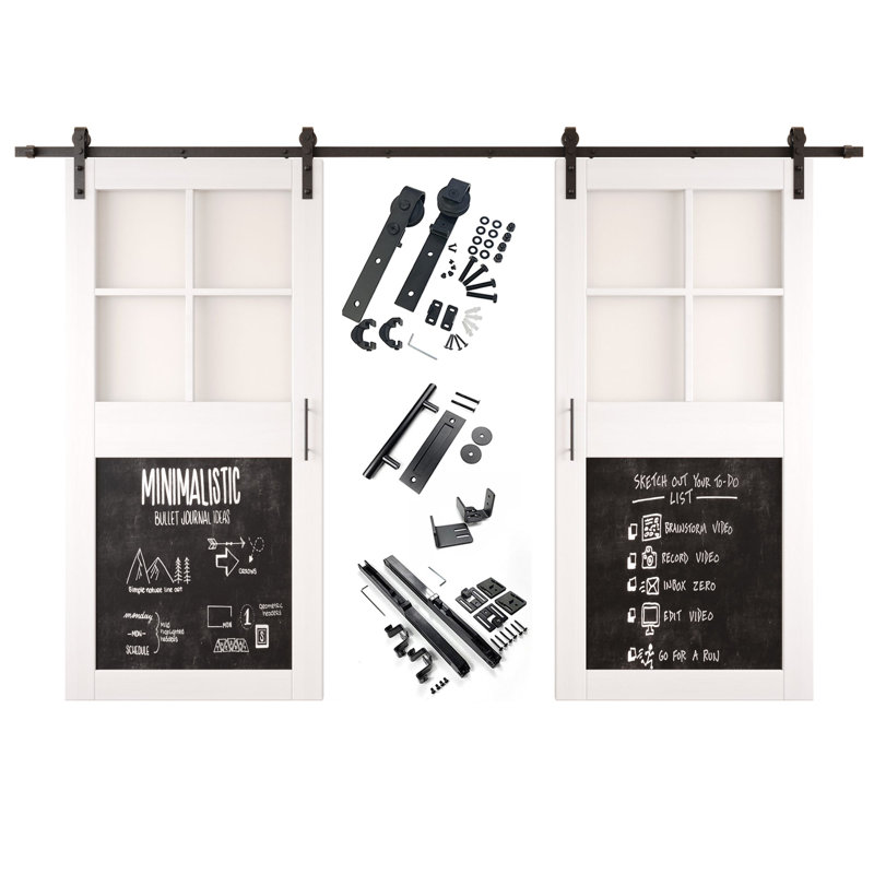 Portes de grange non assemblées et finies avec tableau noir de 15 po x 84 po Homquer, 42 po x 84 po