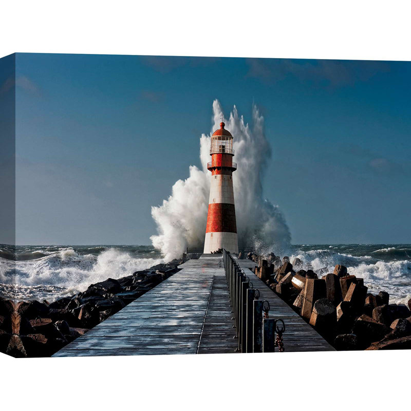 Photograph Of A Lighthouse In The Mediterranean Sea by Pangea Images - Wrapped Canvas Print, 60cm H x 80cm W x 4cm D