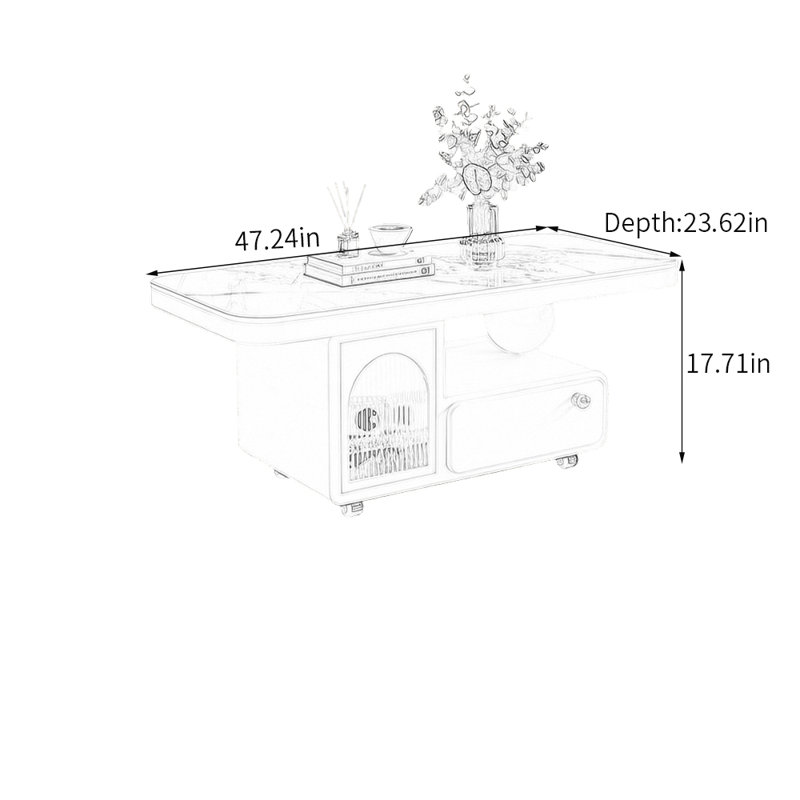 Glenhaven, 17.71" H x 47.24" L x 23.62" D, Noir