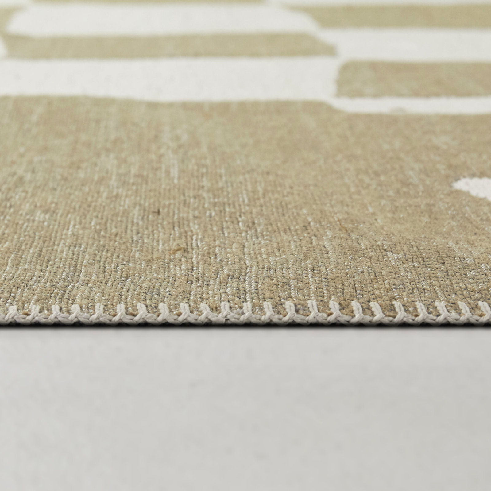 Craton Tan White Abstract Jute Rug, Rectangle 7'10" x 10'