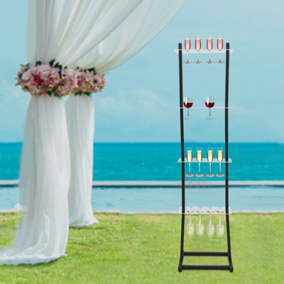 4 Tiers Champagne Wine Glasses Stand Holder For Party by Latitude Run