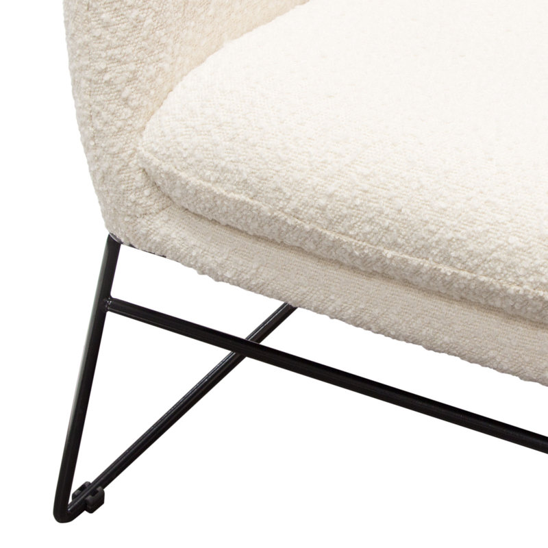 Ivory Boucle Accent Chair with Black Metal Frame