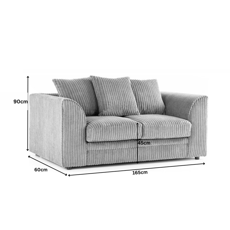 2 Seater Corduroy Sofa, Silver