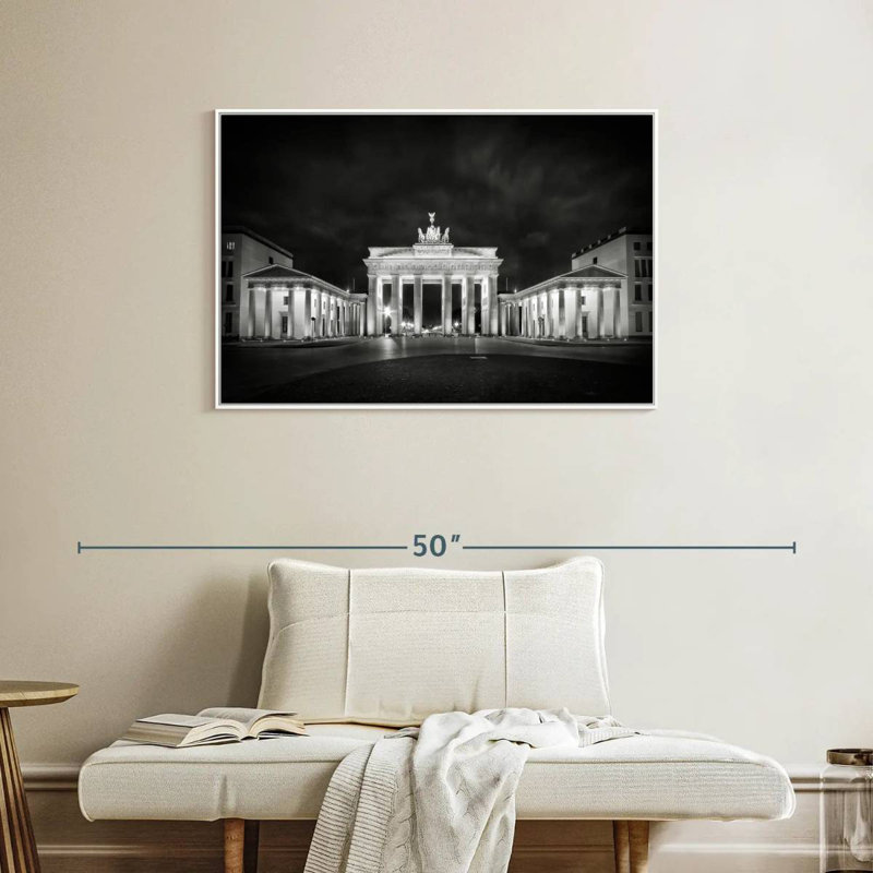Porte de Brandebourg à Berlin, Cadre flottant blanc, 37 po x 25 po