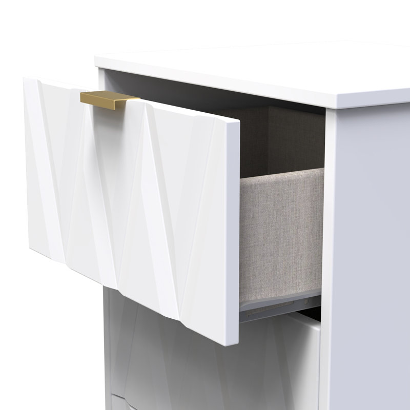Las Vegas 45cm W Manufactured Wood Bedside Table, White Matt