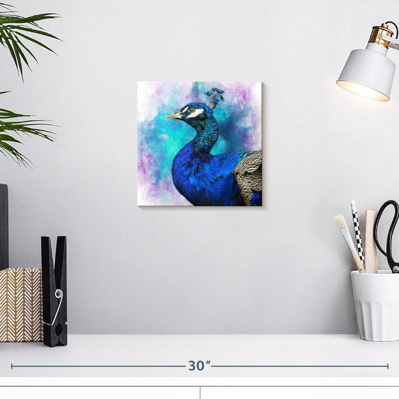 Fier paon bleu Brampt, H 10 po x l 10 po