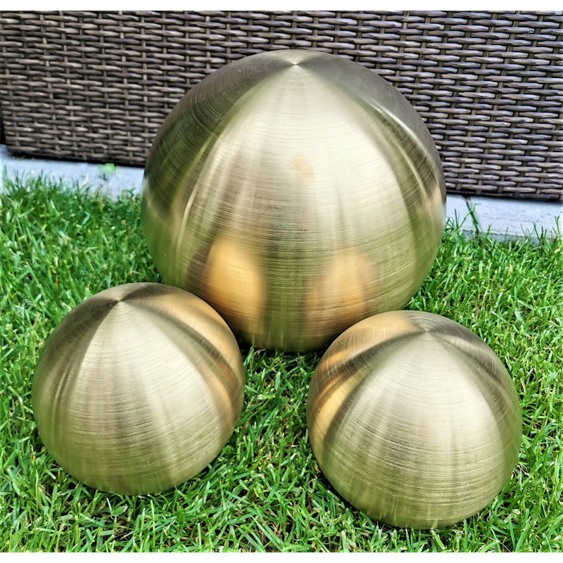 Cerrone Stainless Steel Gazing Ball, 20cm H x 30cm W x 30cm D, 3, Gold
