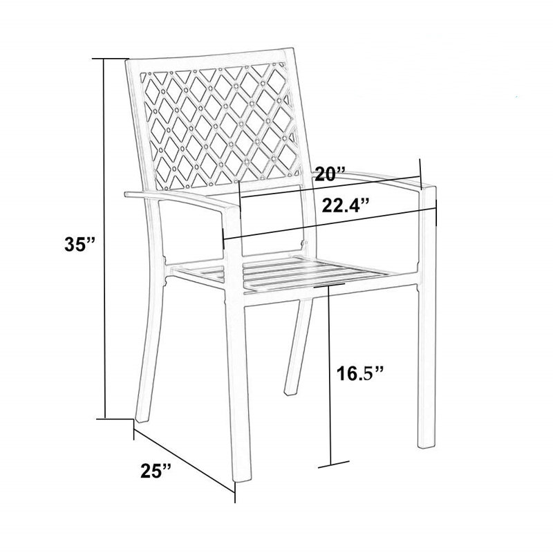 Chaise de salle à manger d'extérieur empilable Alyah