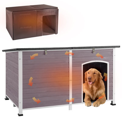 Dog House Insulated Outdoor Dog Kennel With Liner For Winter Extra Large
