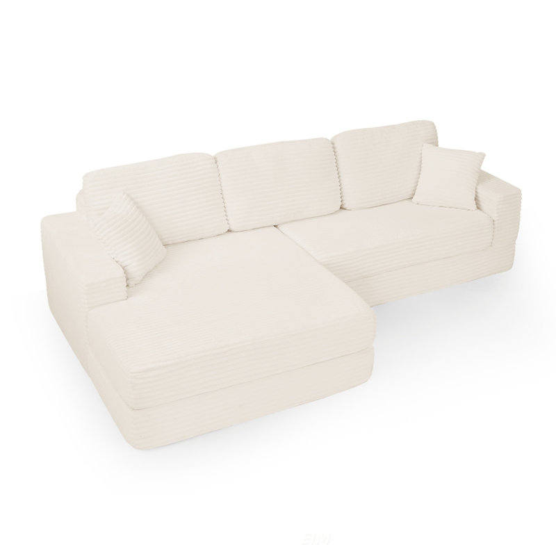 Left sofa seat,L shape Modular Sectional Sofa, Compressed Sectional Sofa Modern Minimalist Style Corduroy Couch,Unfold into a bed, Bedroom, Comfy Compressed Sofa Couch Space-Efficient Design