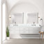 Meuble-lavabo double blanc 84 po X P 22 po D, dessus en marbre de Carrare, ensemble de robinet et Miroirs-118024508