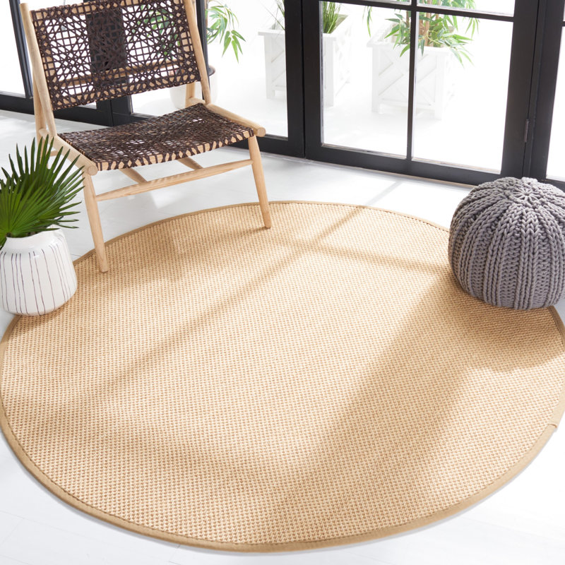 Benevides Machine Woven Tan Rug, Round 244cm
