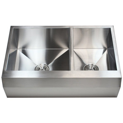 Évier de cuisine à double cuve à tablier frontal en acier inoxydable L 33 po x l 22 po avec accessoires CozyBlock
