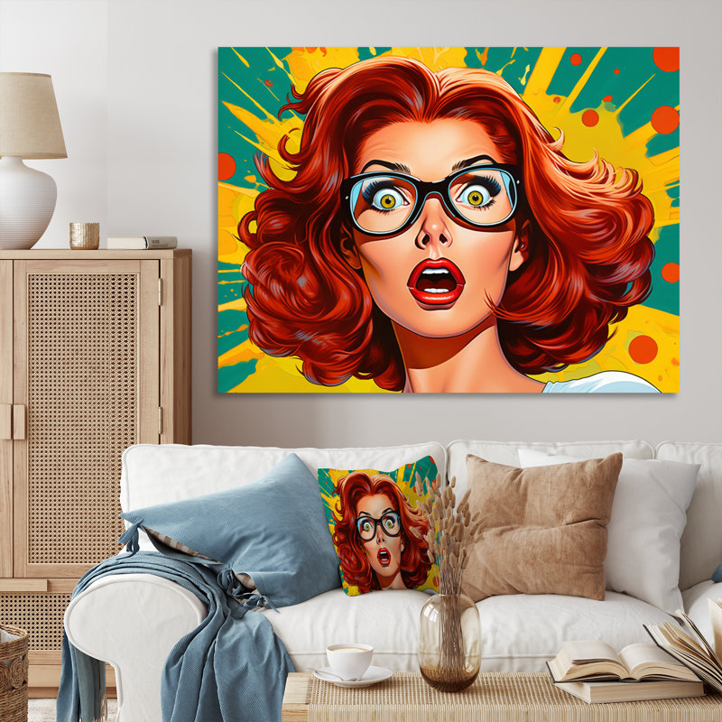 Pop Art Retro Portrait - reproduction sur toile, H 30 po x l 40 po x P 1,5 po, Toile tendue