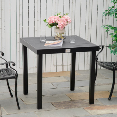 Table de salle à manger de patio pour 4 personnes - carré, grain de bois imperméable, carré noir, imperméable