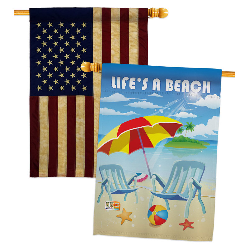 Drapeau de maison en polyester à 2 côtés Life's A Beach