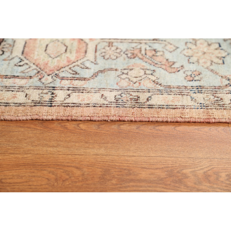 Tapis persan à motif végétal Heriz Serapi noué à la main 9 x 12