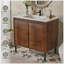 Meuble-lavabo autoportant en noyer de 36 pouces (91 cm) avec lavabo en céramique-87474259