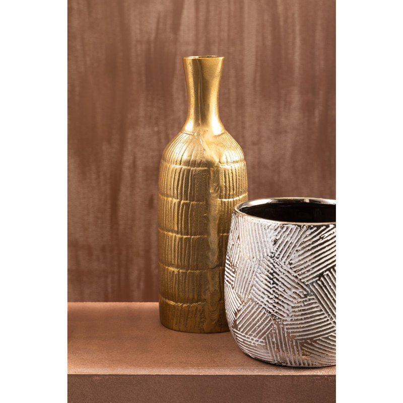 Azraf Ceramic Table Vase, Gold, 28cm H x 10cm W x 9cm D