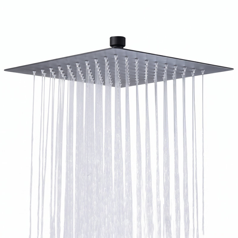 Pomme de douche à pluie haute pression 10 pouces à haut débit en acier inoxydable, 10", Noir mat, Carrée