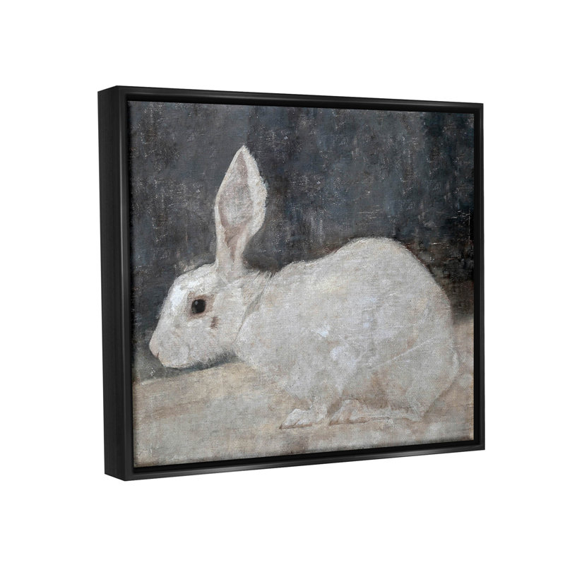 "White Rabbit Bunny", art mural classique encadré flottant par lettres et doublures, H 17 po x l 21 po x P 1,7 po
