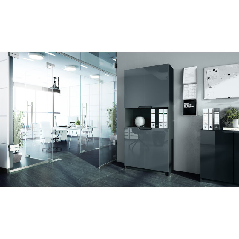 Mazeppa 4 -Door 4 -Shelf, Grey