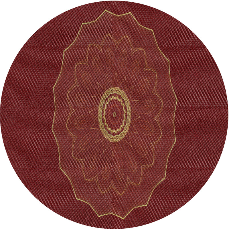 Tapis de zone brun foncé à motifs, Rond 5 pi