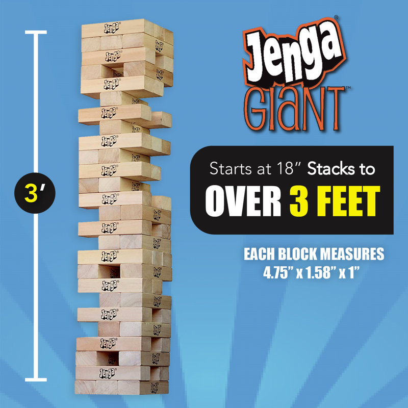 Jenga GIANT Challenge - Stacks to over 3 feet high!