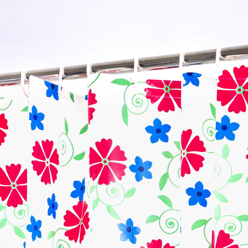 Rideau de douche imperméable en PEVA 72" x 72" à motif floral et feuilles, avec aimants et crochets, H 72 po x l 72 po