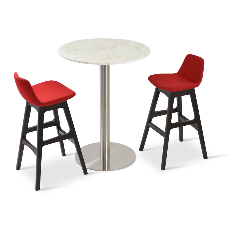 Tabouret de bar et de comptoir Pera, Bois de hêtre wengé, PPM - Rouge, Tabouret de bar (siège d'une hauteur de 29 po)