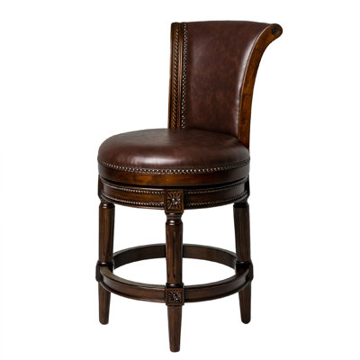 Maven Lane Pullman Stool with Faux Leather Upholstery