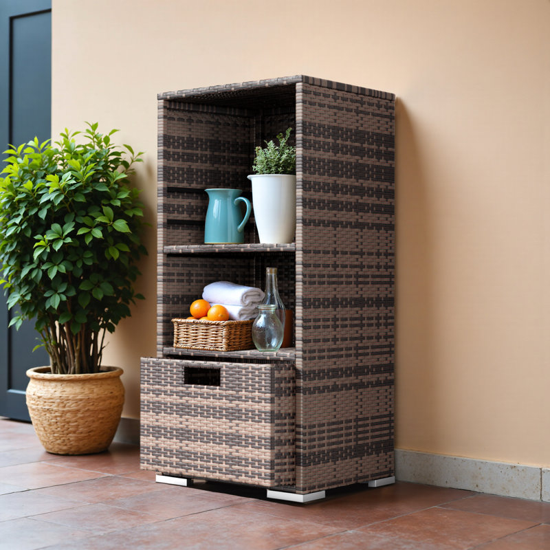 Organisateur de rangement imperméable en rotin, Brun