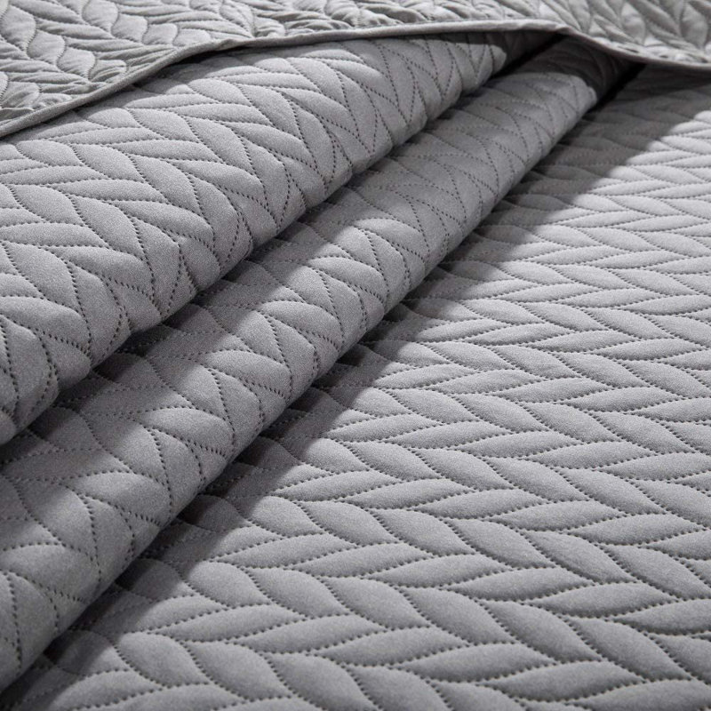 Ensemble de couvre-lit en microfibre , Gris, Très grand