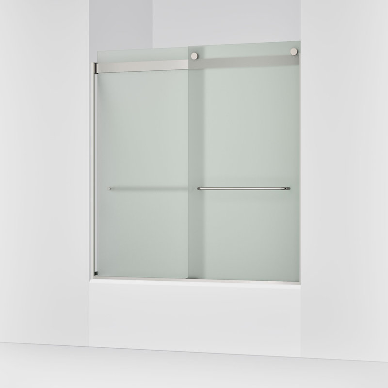 Porte de salle de bain 59,63 "x 62" avec technologie CleanCoat® Levity, Nickel mat, Givré