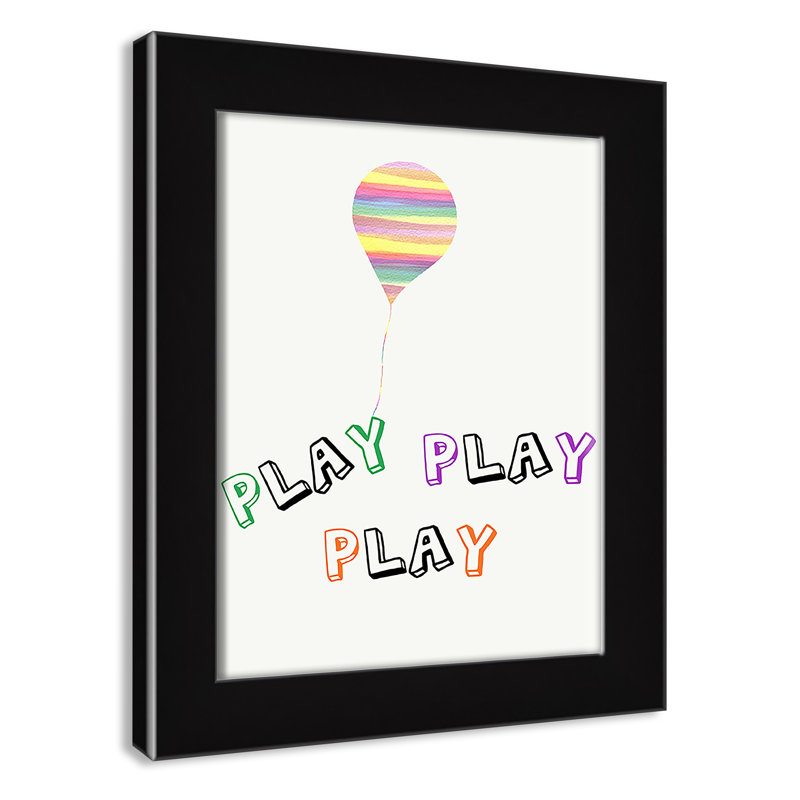 Play Play Play, impression sur papier, H 10 po x l 8 po x P 0,6 po, Encadré plat noir