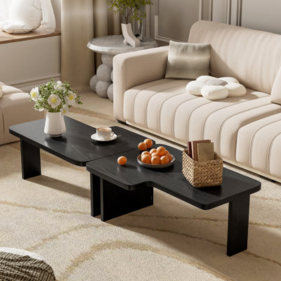 Modern Minimalist Coffee Table Set, Rectangle Coffee Table With Splicing Design, Multifunctional Combination Table For Living Room