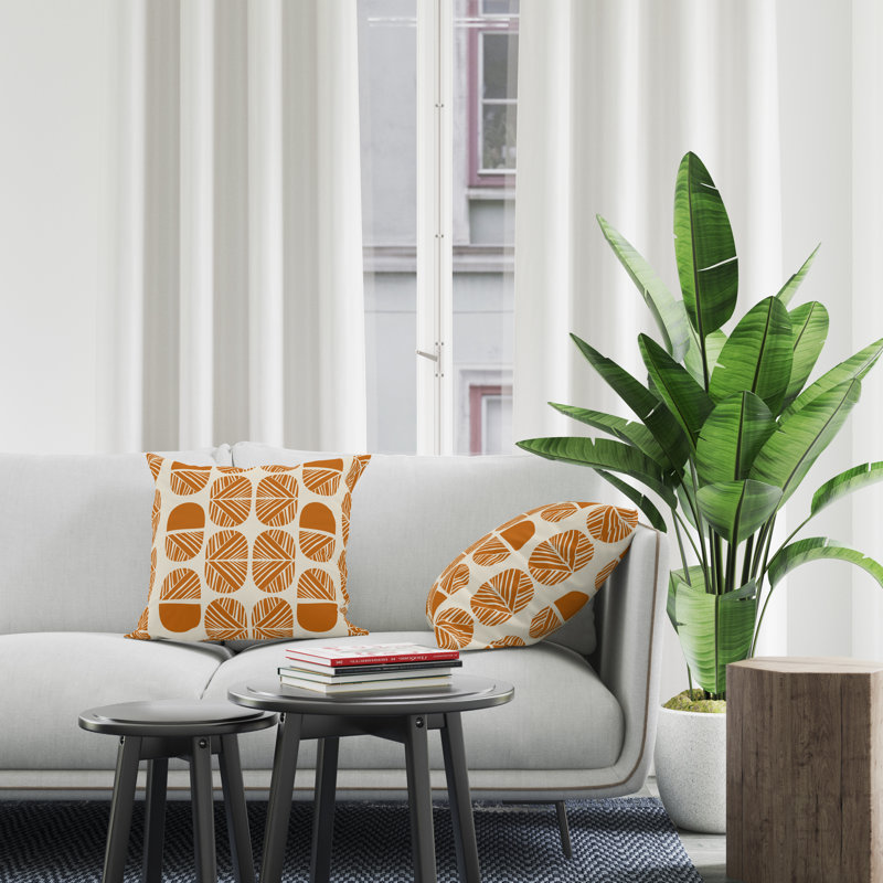 Jeté carré en polyester intérieur / extérieur, L 17 po x H 17 po, Orange