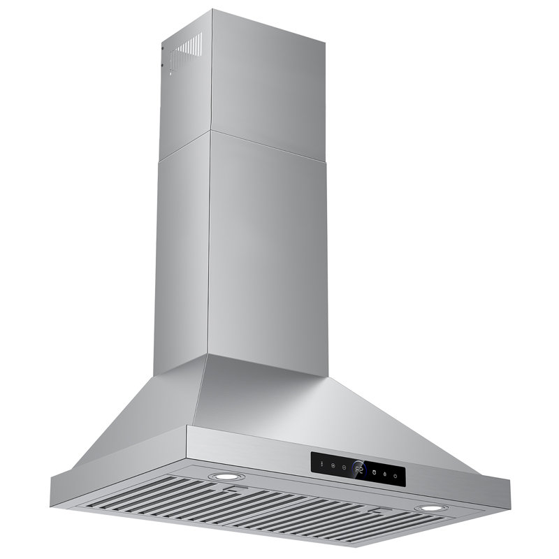Range Hood 900Cfm, 4-Speed Smart Wall Mount Range Hood With Touch Sensor , Dual Led Lights, Baffle Filters Ducted/Ductless Convertible