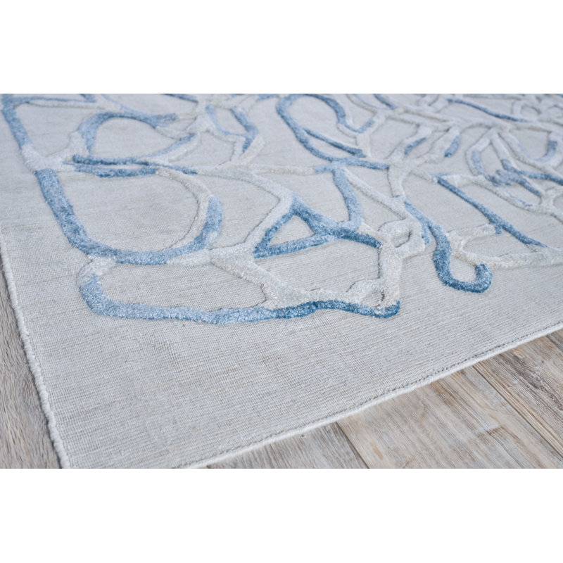 Goudy Hand-Loomed Blue Area Rug, Rectangle 6' x 9'