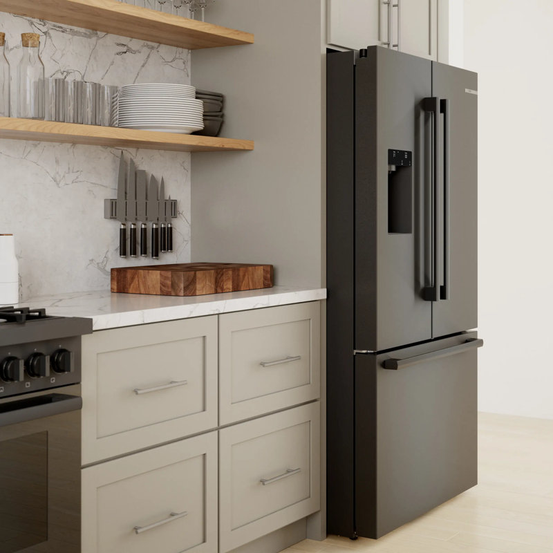 Benchmark Series Free-Standing Fridge-Freezer, Black Stainless Steel