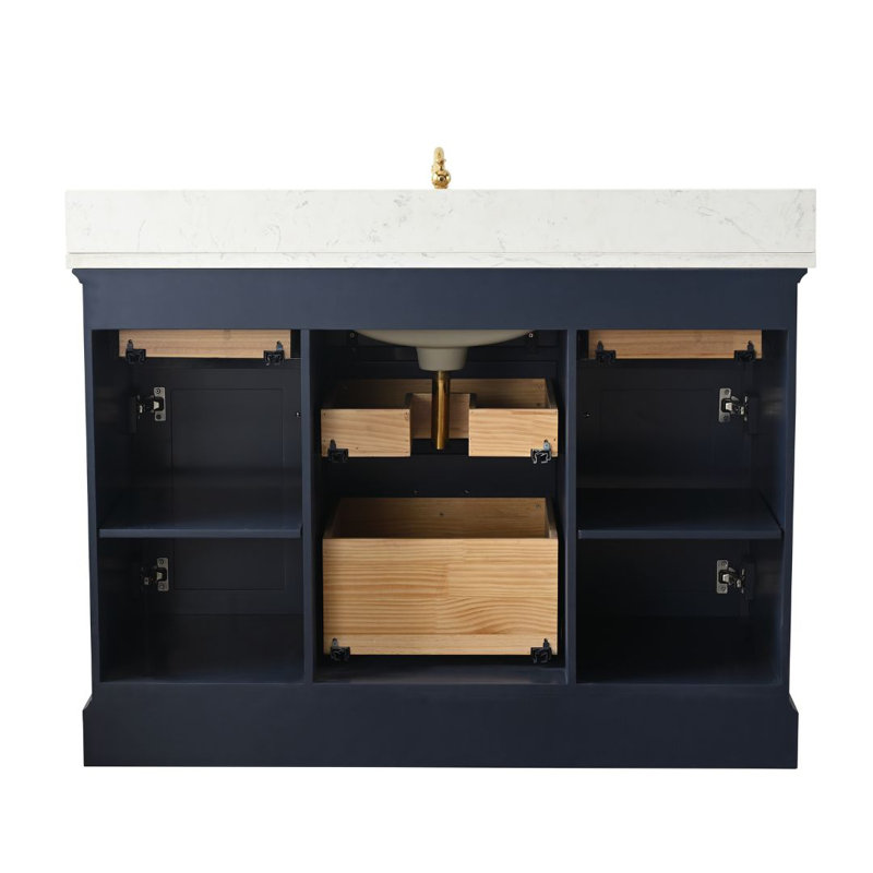 Thompson 48" W Single Vanity, Indigo Blue/Brushed Gold