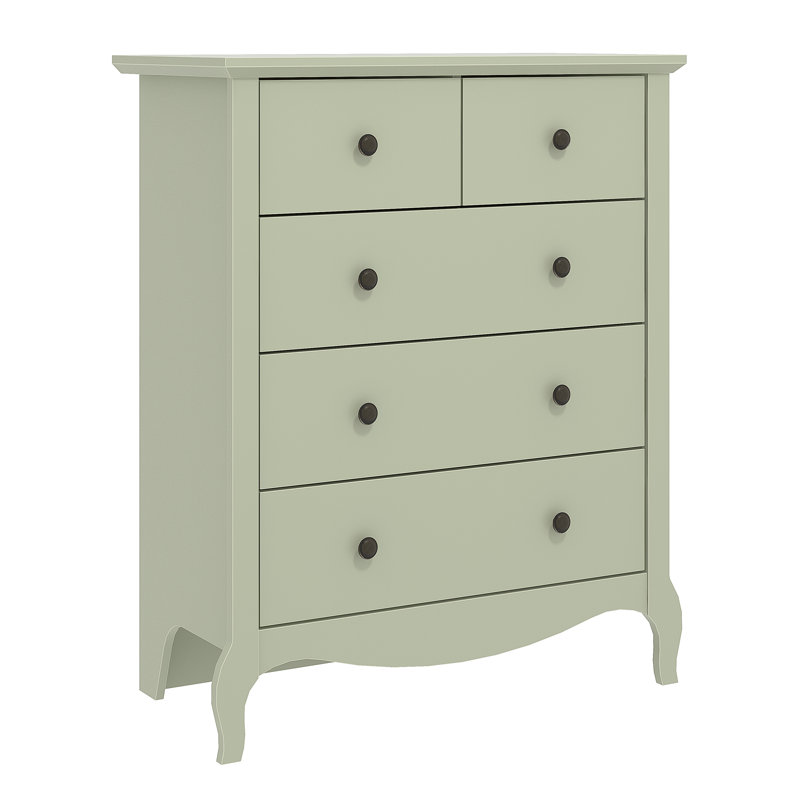 Sterra 79cm W 5 - Drawer Chest of Drawers, Sage Green