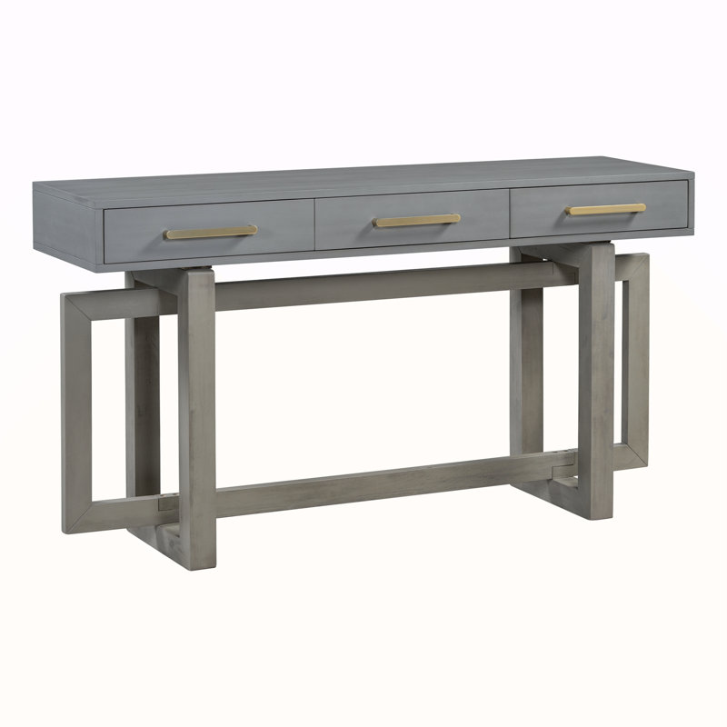 Console élégante avec trois tiroirs, Gris antique, Gris antique