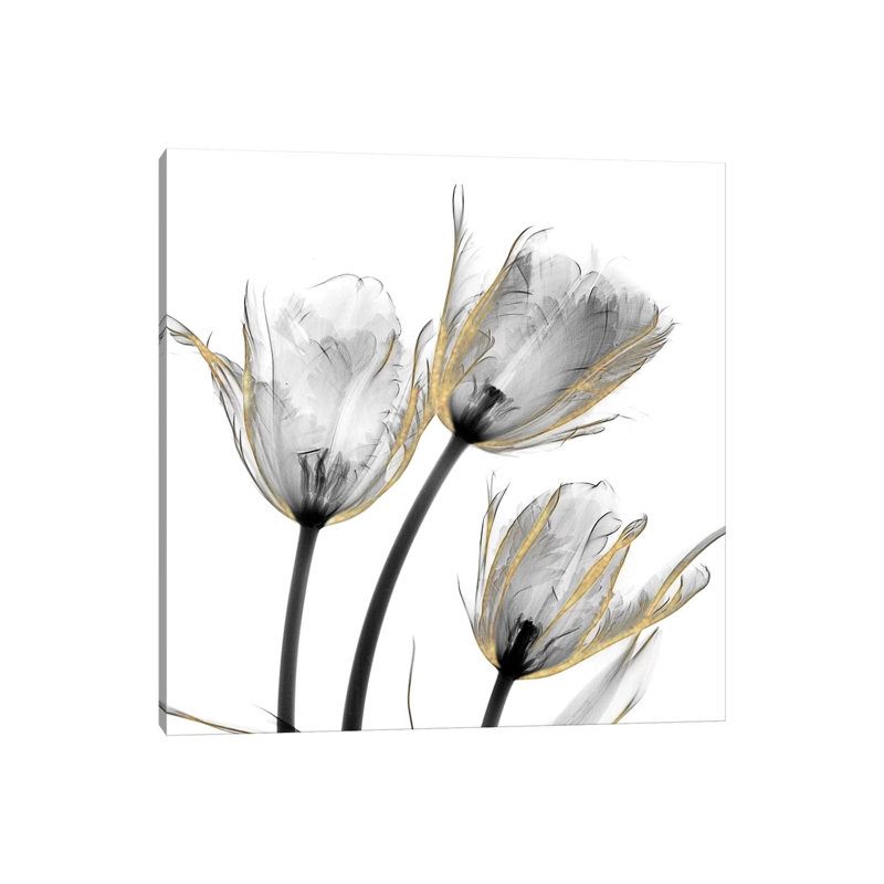 Gold Embellished Tulips II by Albert Koetsier - Wrapped Canvas Painting, 30.48 cm H x 30.48 cm W